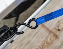 Buyers Products 5483220 1" x 6' Blue Retractable Ratchet - Coated Steel Hook, Padded Handle - BUY 5483220