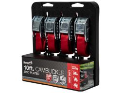 Buyers Products 5483305 1" x 10' Red Cambuckle Tie Down Strap - Coated Steel Hooks - BUY 5483305