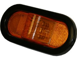 Buyers Products 5626209 6-1/2" 9 LED Amber Oval Mid Turn/Side Marker & Reflector with Grommet and PL3 Plug - BUY 5626209