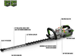 EGO HT2501 25" 56V Power+ Dual Cordless Electric Hedge Trimmer w/ 2.5Ah Battery & 210W Charger - EGO HT2501