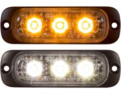 Buyers Products 8892301 3.375" 3 LED Clear Thin Mount Horizontal Strobe Light - BUY 8892301