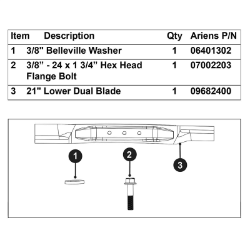 Ariens 71108100 Lower Blade Replace Kit 