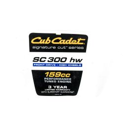 MTD 777D20441 Shroud SC 300 Label 