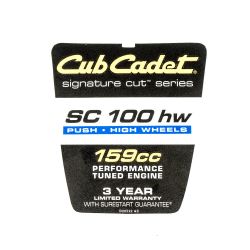 MTD 777D20522 Shroud SC 100 Label 