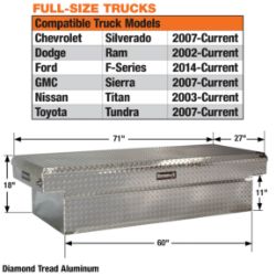 Buyers Products 1709420 18" X 27" X 71" Diamond Tread Aluminum Crossover Truck Tool Box - BUY 1709420