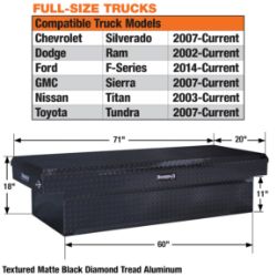 Buyers Products 1739435 18 x 20 x 71" Textured Matte Black Diamond Tread Aluminum Crossover Truck Tool B - BUY 1739435