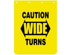 Buyers Products B2430YC Yellow Polymer Mudflaps - "Caution Wide Turns" - 24" W x 30" H - Pair - BUY B2430YC