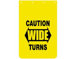Buyers Products B2436YC Yellow Polymer Mudflaps - "Caution Wide Turns" - 24" W x 36" H - Pair - BUY B2436YC