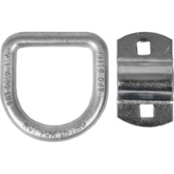 Buyers Products B38ZW 1/2" Forged White Zinc Plated Lashing D-Ring with 2-Hole Mounting Bracket - 2-1/2" x 2-3/8" - BUY B38ZW