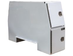 Buyers Products BP855524W 55" x 24" x 85" White Steel B-Pack Toolbox - Offset Floor (9.10") - BUY BP855524W
