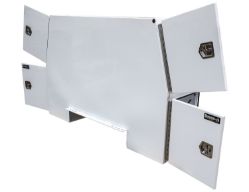 Buyers Products BP855524W 55" x 24" x 85" White Steel B-Pack Toolbox - Offset Floor (9.10") - BUY BP855524W