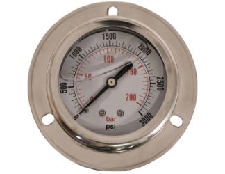 Buyers Products HPGP3 Pressure Gauge - Panel Flange (0-3000 PSI) - Standard Stem is 1/4" NPT 