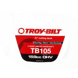 MTD 777D20533 TB105 Shroud Label 