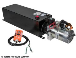 Buyers Products PU303LRS Elecric 3-Way Valve Power Unit - 5-1/2" x 6-1/2" x 19" 3.1 Gallon Steel Reservoir (715 cubic in.) - BUY PU303LRS