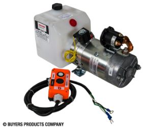 Buyers Products PU319 Electric 3-Way Release Valve DC Power Unit - 5-1/2" x 6-1/2" x 10" .86 Gallon Usable Poly Reservoir (199 cubic in.) 