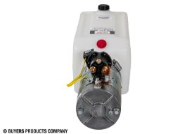 Buyers Products PU319LR Electric 3-Way Release Valve DC Power Unit - 5-1/2" x 6-1/2" x 19" 1.87 Gallon Usable Poly Reservoir (432 cubic in.) - BUY PU319LR