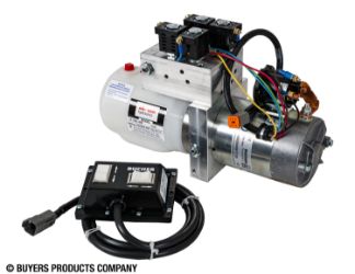 Buyers Products PU3593 Electric 4-Way/3-Way Valve DC Power Unit - 4-1/2" x 8" 1.36 Quart Poly Reservoir (79 cubic in.) 
