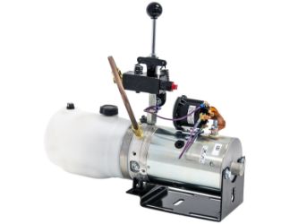 Buyers Products PU5003 Manual 3-Way Valve DC Power Unit - 4-1/2" x 8" 1.36 Quart Poly Reservoir (79 cubic in.) 