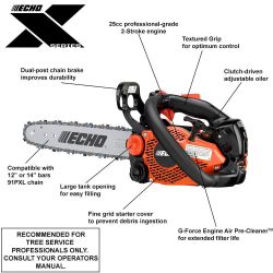 ECHO CS-2511T-12 12" 25cc Recoil Start Lightweight Top Handle Gas Chainsaw - ECH CS-2511T-12