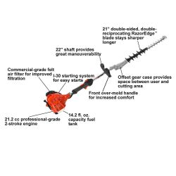 ECHO SHC-225S 21" 21.2cc 2-Stroke Short Shaft Hedge Trimmer - ECH SHC-225S