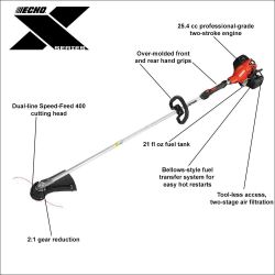 ECHO SRM-2620T 25.4cc 2-Stroke X-Series Pro Commercial Straight Shaft String Trimmer - ECH SRM-2620T