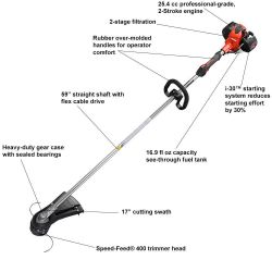 ECHO SRM-266 25.4cc 2-Stroke Commercial Straight Shaft String Trimmer w/ i-30 Easy Start System - ECH SRM-266