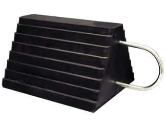 Buyers Products WC1086UWH Rubber Wheel Chock with "U" Wire Handle - 9.63" x 7.5" x 5.88" 